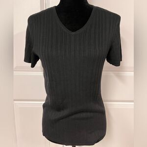 Josephine Chaus Black Textured Sweater Top